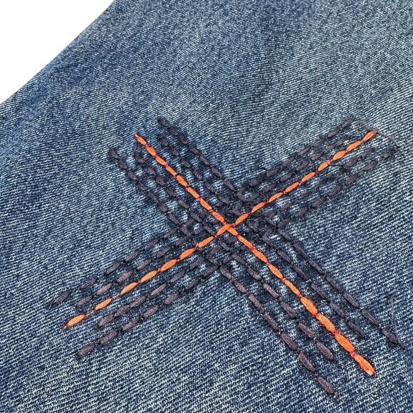 Vintage Phat Farm Baggy Jeans Mens 32 Blue Loose Skater Y2K Embroidered Wide Y2K - Picture 5 of 14